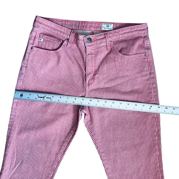AG Adriano Goldschmeid Women’s Sz 29 Pink Stripe Flare Crop Jean Jodi Denim - Picture 14 of 16